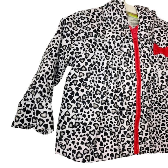 PENELOPE MACK Heart Cheetah Toddler Hooded Coat Jacket Full Zip White Black 12M - Picture 3 of 6
